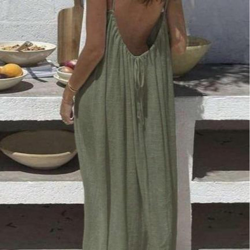 Women'S Solid Color Cami Lounge Dress, Elegant Sleeveless Long Dress for Summer, Ladies Sleepwear for Indoor Wear