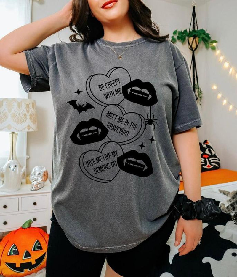 Be Creepy with Me Valloween Sweatshirt, Vampire Valentines, Valentines Conversation Heart Shirt, Gift for Couple